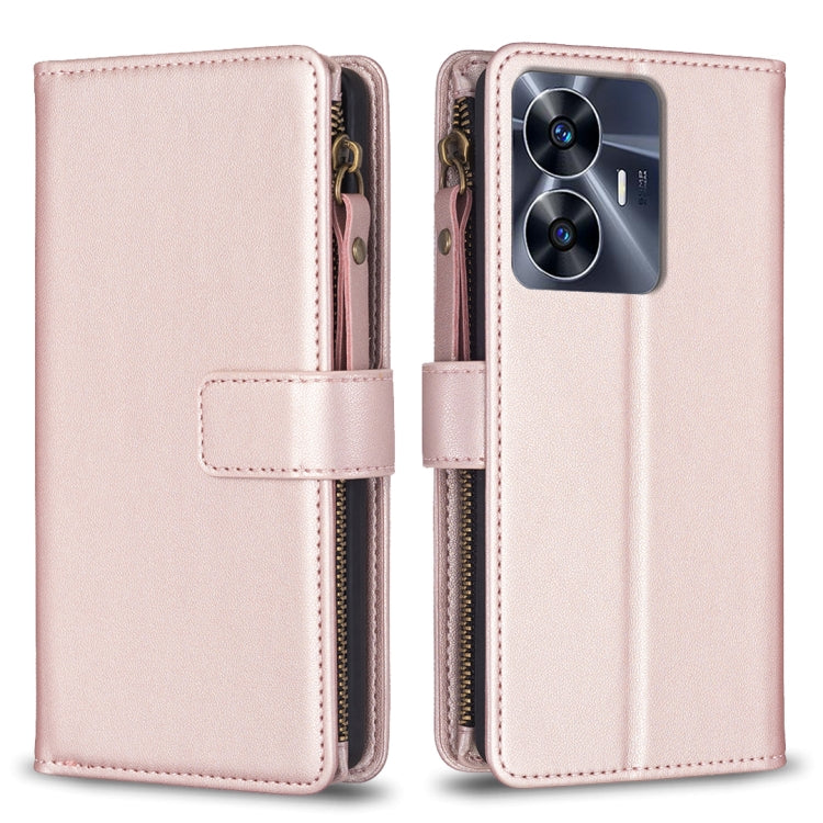 ช่องใส่การ์ด 9 ช่องซิปกระเป๋าสตางค์หนังซองใส่โทรศัพท์, For Realme C55, For Realme C53