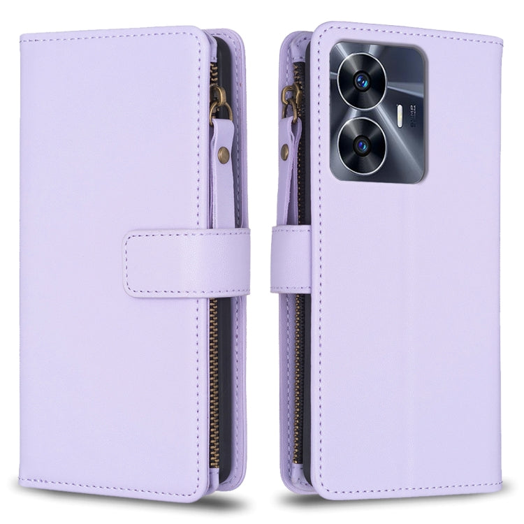 ช่องใส่การ์ด 9 ช่องซิปกระเป๋าสตางค์หนังซองใส่โทรศัพท์, For Realme C55, For Realme C53
