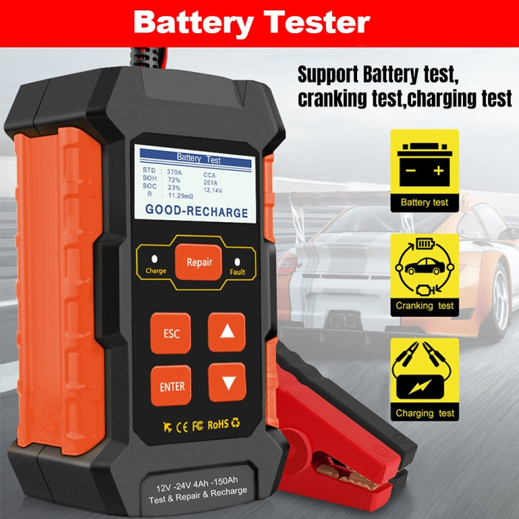 KONNWEI KW520 12V / 24V 3 in 1 เครื่องทดสอบแบตเตอรี่รถยนต์พร้อมฟังก์ชั่นตรวจจับและซ่อมแซมและชาร์จ, KW520