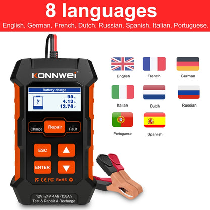 KONNWEI KW520 12V / 24V 3 in 1 เครื่องทดสอบแบตเตอรี่รถยนต์พร้อมฟังก์ชั่นตรวจจับและซ่อมแซมและชาร์จ, KW520