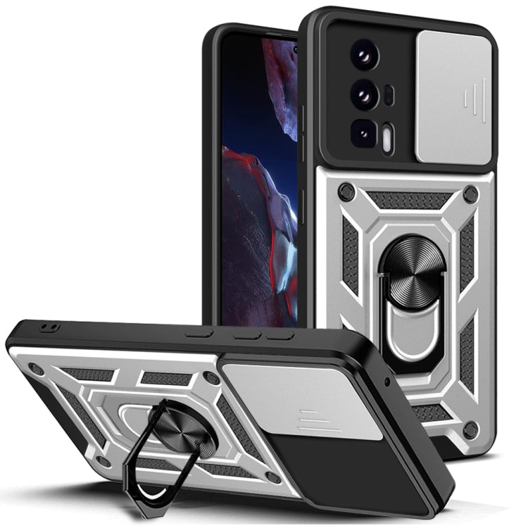 เลื่อนฝาครอบกล้องออกแบบ TPU ไฮบริดเคสโทรศัพท์พีซี, For Xiaomi Poco F5 Pro