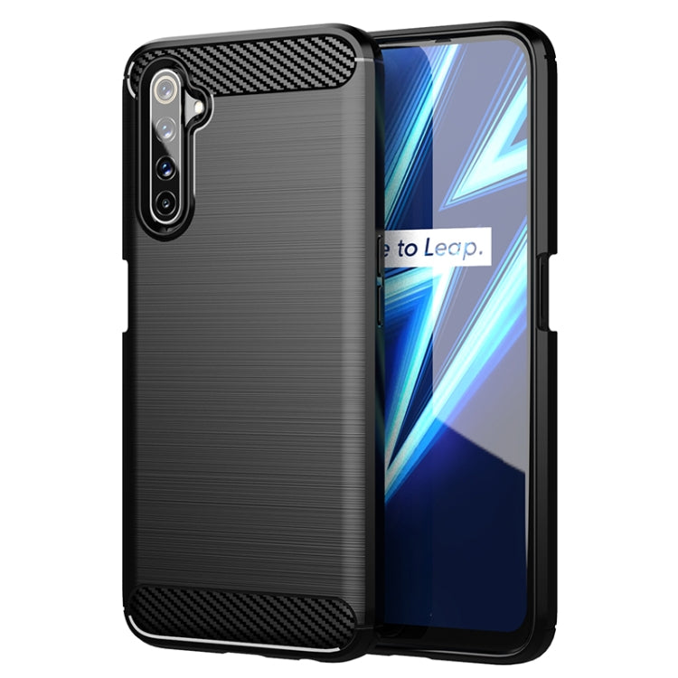 เคสโทรศัพท์ TPU คาร์บอนไฟเบอร์พื้นผิวแปรง, For Realme 6 Pro