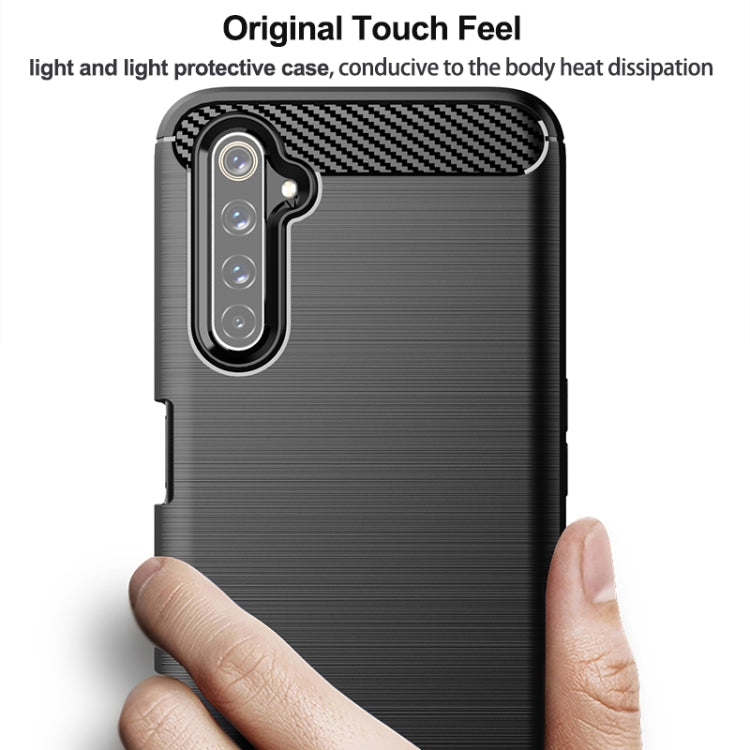 เคสโทรศัพท์ TPU คาร์บอนไฟเบอร์พื้นผิวแปรง, For Realme 6 Pro