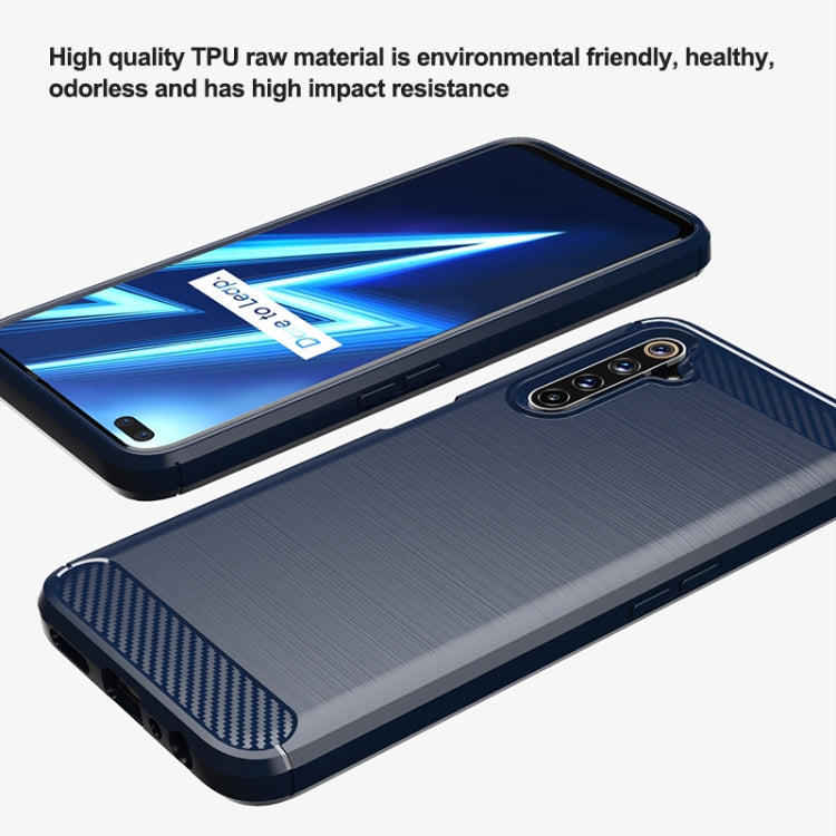 เคสโทรศัพท์ TPU คาร์บอนไฟเบอร์พื้นผิวแปรง, For Realme 6 Pro