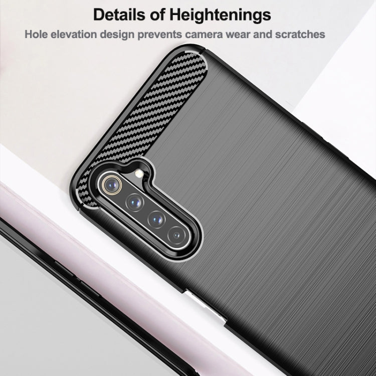 เคสโทรศัพท์ TPU คาร์บอนไฟเบอร์พื้นผิวแปรง, For Realme 6 Pro