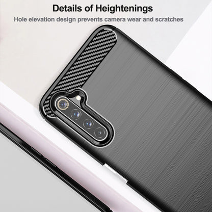 เคสโทรศัพท์ TPU คาร์บอนไฟเบอร์พื้นผิวแปรง, For Realme 6 Pro