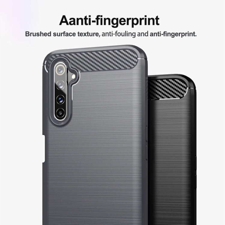 เคสโทรศัพท์ TPU คาร์บอนไฟเบอร์พื้นผิวแปรง, For Realme 6 Pro