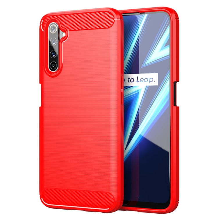 เคสโทรศัพท์ TPU คาร์บอนไฟเบอร์พื้นผิวแปรง, For Realme 6 Pro