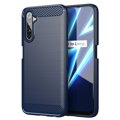 เคสโทรศัพท์ TPU คาร์บอนไฟเบอร์พื้นผิวแปรง, For Realme 6 Pro