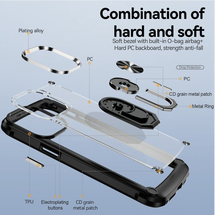 เคสโทรศัพท์ป้องกันเลนส์ TPU + PC พร้อมที่ใส่แหวน, For iPhone 15 Pro, For iPhone 15 Plus, For iPhone 15