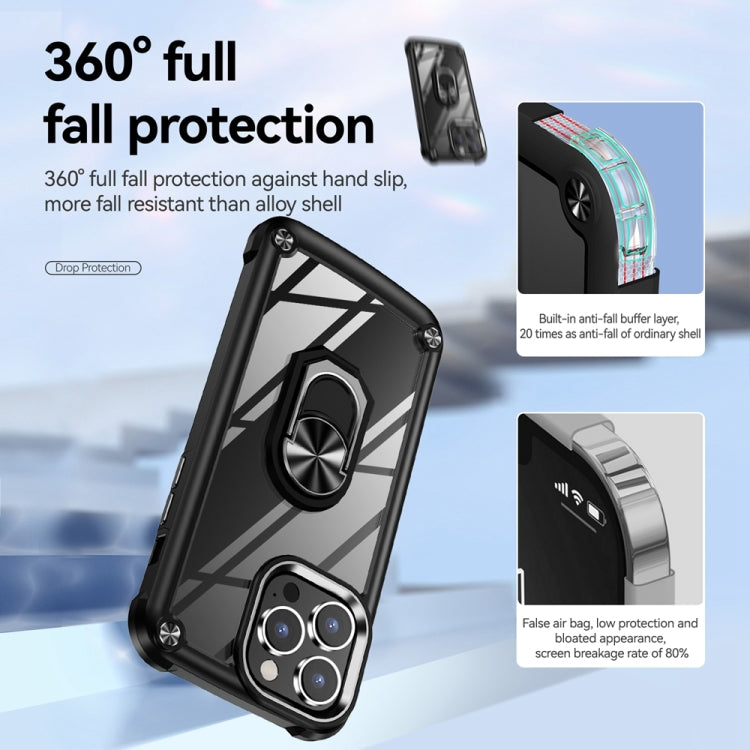 เคสโทรศัพท์ป้องกันเลนส์ TPU + PC พร้อมที่ใส่แหวน, For iPhone 15 Pro, For iPhone 15 Plus, For iPhone 15