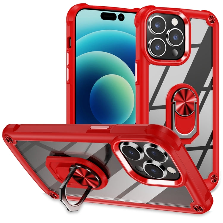 เคสโทรศัพท์ป้องกันเลนส์ TPU + PC พร้อมที่ใส่แหวน, For iPhone 15 Pro, For iPhone 15 Plus, For iPhone 15
