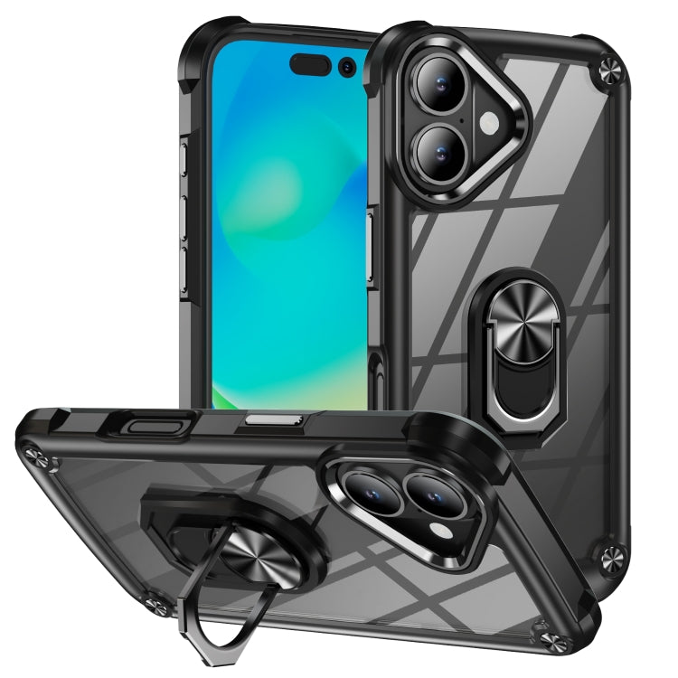 เคสโทรศัพท์ป้องกันเลนส์ TPU + PC พร้อมที่ใส่แหวน, For iPhone 17e / 16e, For iPhone 17 Pro Max, For iPhone 17, For iPhone Air, For iPhone 16 Pro Max, For iPhone 16 Pro, For iPhone 16 Plus, For iPhone 16, For iPhone 15 Pro Max