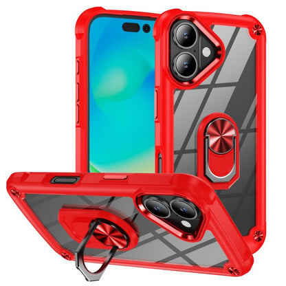 เคสโทรศัพท์ป้องกันเลนส์ TPU + PC พร้อมที่ใส่แหวน, For iPhone 17e / 16e, For iPhone 17 Pro Max, For iPhone 17, For iPhone Air, For iPhone 16 Pro Max, For iPhone 16 Pro, For iPhone 16 Plus, For iPhone 16, For iPhone 15 Pro Max