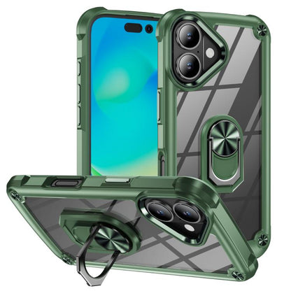 เคสโทรศัพท์ป้องกันเลนส์ TPU + PC พร้อมที่ใส่แหวน, For iPhone 17e / 16e, For iPhone 17 Pro Max, For iPhone 17, For iPhone Air, For iPhone 16 Pro Max, For iPhone 16 Pro, For iPhone 16 Plus, For iPhone 16, For iPhone 15 Pro Max