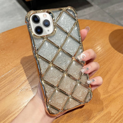 3D Diamond Lattice เลเซอร์แกะสลักกระดาษกากเพชรเคสโทรศัพท์, For iPhone 12 / 12 Pro, For iPhone 12 Pro Max, For iPhone 11 Pro Max, For iPhone 11
