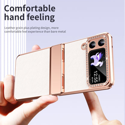 เคสโทรศัพท์พับหนังธรรมดาชุบพร้อมบานพับ, For Samsung Galaxy Z Flip4 5G, For Samsung Galaxy Z Flip3 5G