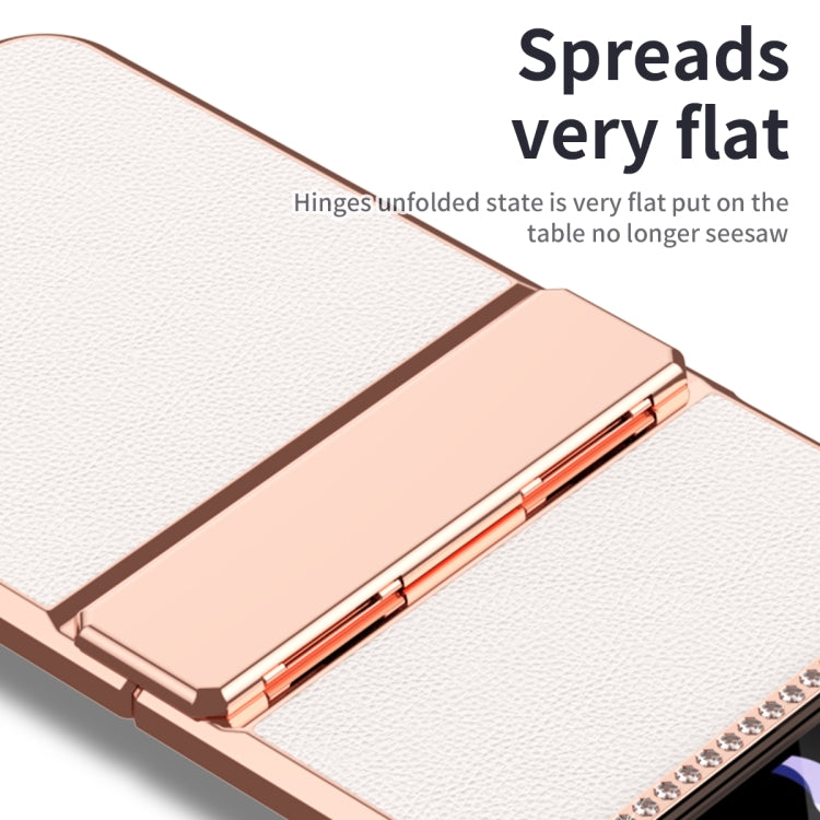 เคสโทรศัพท์พับหนังธรรมดาชุบพร้อมบานพับ, For Samsung Galaxy Z Flip4 5G, For Samsung Galaxy Z Flip3 5G