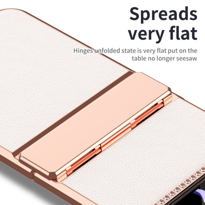 เคสโทรศัพท์พับหนังธรรมดาชุบพร้อมบานพับ, For Samsung Galaxy Z Flip4 5G, For Samsung Galaxy Z Flip3 5G