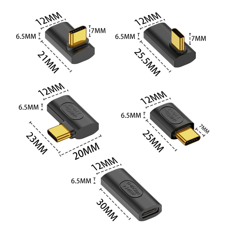 40Gbps 240W USB-C / Type-C ตัวเมียเป็น USB-C / Type-C ตัวผู้ 3D Bend Adapter, 3D Bend Adapter