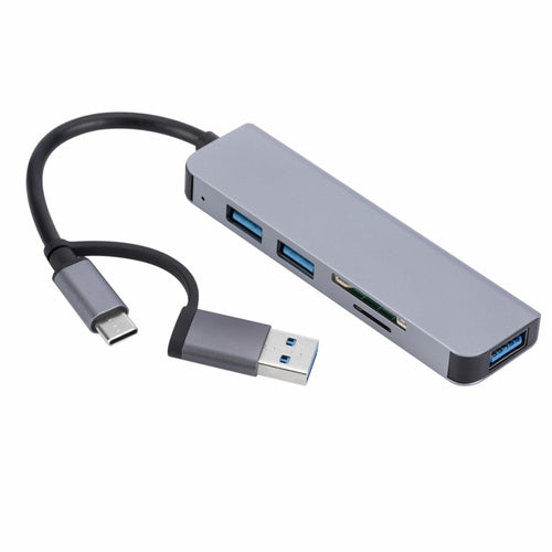 2302 5 in 1 USB+USB-C/Type-C to USB Multi-function Docking Station HUB Adapter, 2302