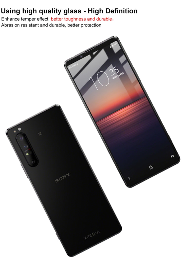 ฟิล์มกระจกนิรภัยแบบเต็มจอ IMAK Pro+ Series, For Sony Xperia 1 II, For Sony Xperia 1, For Sony Xperia 5, For Sony Xperia 10 II