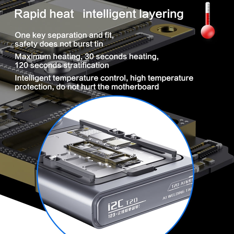 i2C T20 เมนบอร์ดอัจฉริยะแพลตฟอร์มทำความร้อนชั้นกลางสำหรับ iPhone X-14 Series, i2C T20 For iPhone X-14 Series