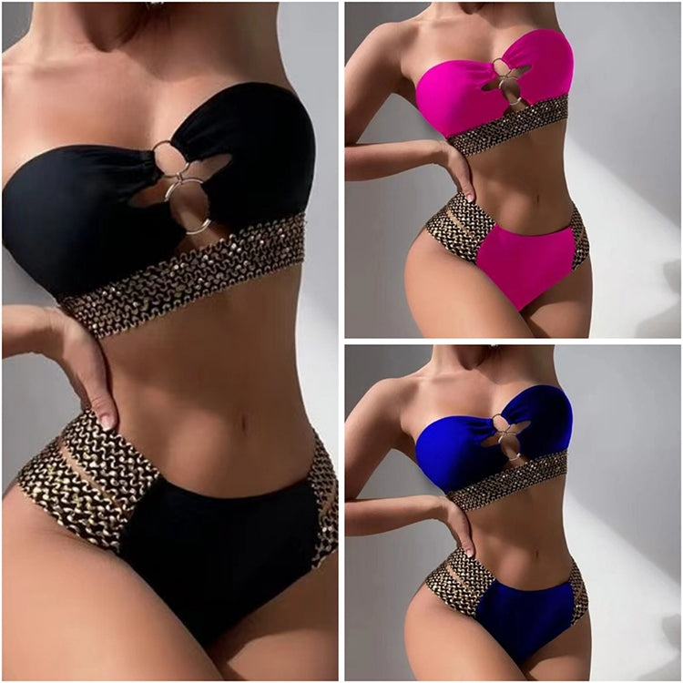 ผู้หญิงเซ็กซี่สีทึบเอวสูงบิกินี่สองชิ้นชุดว่ายน้ำ, S, M, L, XL