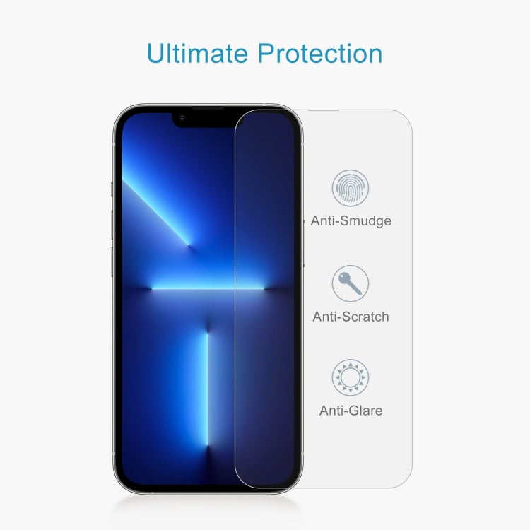 ฟิล์มกระจกนิรภัยอลูมิเนียมสูง 0.26 มม. 9H 2.5D, For iPhone 16e / 13 / 13 Pro, For iPhone 15 Plus / 15 Pro Max, For iPhone 15 / 15 Pro, For iPhone 14 Plus, For iPhone 14 Pro, For iPhone 14 Pro Max, For iPhone 13 mini, For iPhone 12 Pro Max              ...