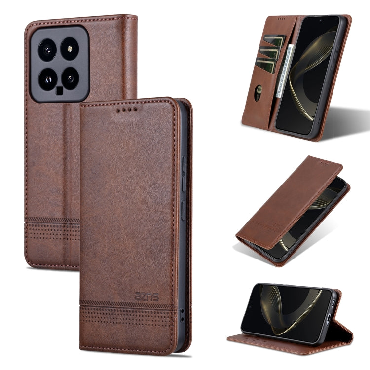 AZNS เคสโทรศัพท์หนังพลิกเนื้อลูกวัวแม่เหล็ก, For Xiaomi Redmi Turbo 3, For Xiaomi Redmi Note 13 Pro 4G, For Xiaomi Redmi Note 13 4G, For Xiaomi Redmi K70E, For Xiaomi 14 Ultra, For Xiaomi Redmi 13C / Poco C65, For Xiaomi 14 Pro, For Xiaomi 14