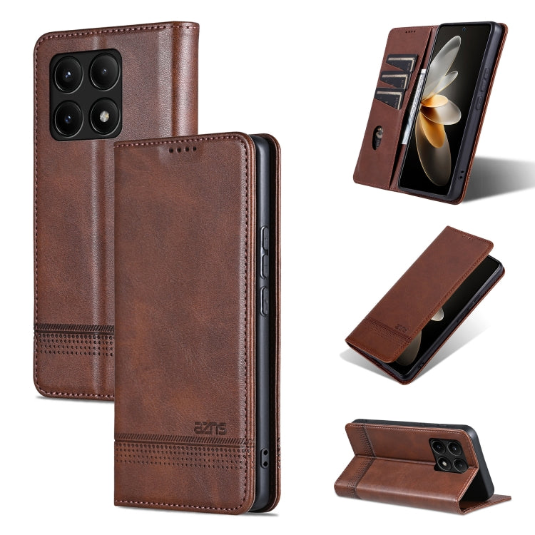 AZNS เคสโทรศัพท์หนังพลิกเนื้อลูกวัวแม่เหล็ก, For Xiaomi Redmi K60 Ultra/Mi 13T/13T Pro, For Xiaomi Redmi K70/K70 Pro, For Xiaomi Redmi 12 4G, For Xiaomi Redmi Note 12S