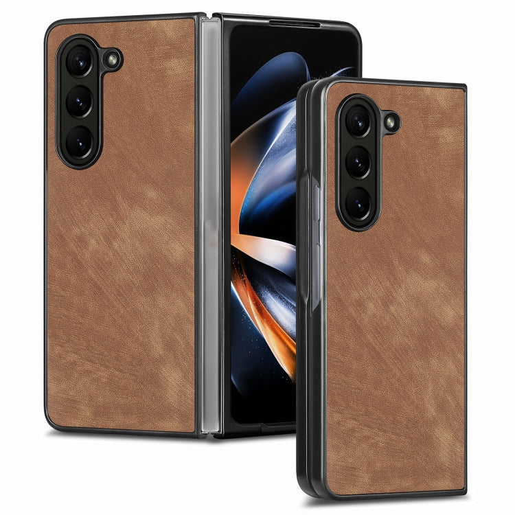 เคสโทรศัพท์ฝาหลัง PU สีทึบที่ให้ความรู้สึกสบายผิว, For Samsung Galaxy Z Fold5, For Samsung Galaxy Z Fold4
