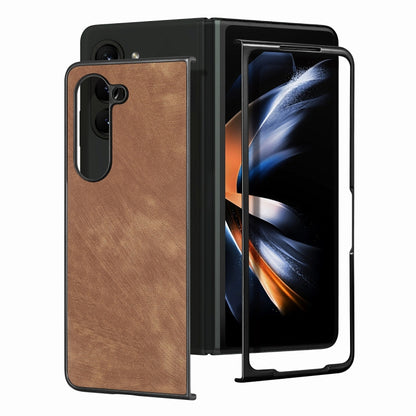 เคสโทรศัพท์ฝาหลัง PU สีทึบที่ให้ความรู้สึกสบายผิว, For Samsung Galaxy Z Fold5, For Samsung Galaxy Z Fold4