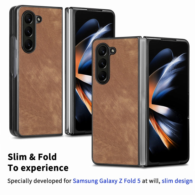 เคสโทรศัพท์ฝาหลัง PU สีทึบที่ให้ความรู้สึกสบายผิว, For Samsung Galaxy Z Fold5, For Samsung Galaxy Z Fold4