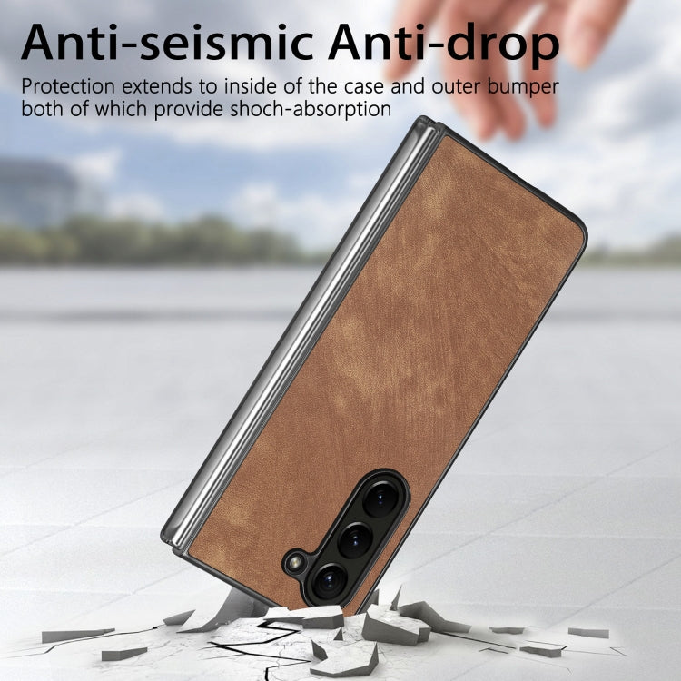 เคสโทรศัพท์ฝาหลัง PU สีทึบที่ให้ความรู้สึกสบายผิว, For Samsung Galaxy Z Fold5, For Samsung Galaxy Z Fold4