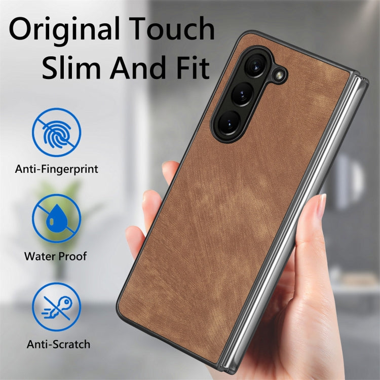 เคสโทรศัพท์ฝาหลัง PU สีทึบที่ให้ความรู้สึกสบายผิว, For Samsung Galaxy Z Fold5, For Samsung Galaxy Z Fold4