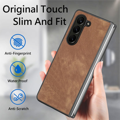 เคสโทรศัพท์ฝาหลัง PU สีทึบที่ให้ความรู้สึกสบายผิว, For Samsung Galaxy Z Fold5, For Samsung Galaxy Z Fold4