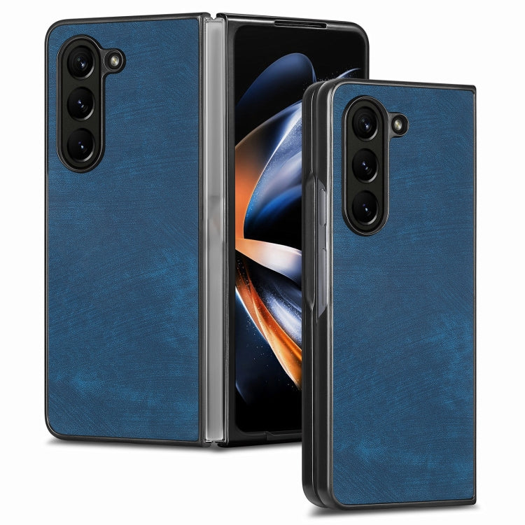 เคสโทรศัพท์ฝาหลัง PU สีทึบที่ให้ความรู้สึกสบายผิว, For Samsung Galaxy Z Fold5, For Samsung Galaxy Z Fold4