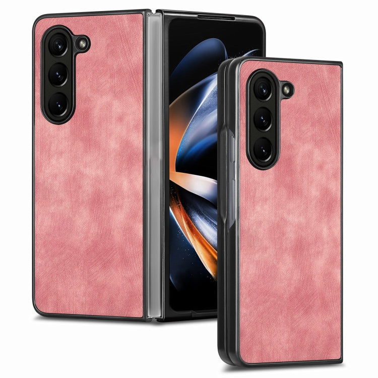 เคสโทรศัพท์ฝาหลัง PU สีทึบที่ให้ความรู้สึกสบายผิว, For Samsung Galaxy Z Fold5, For Samsung Galaxy Z Fold4