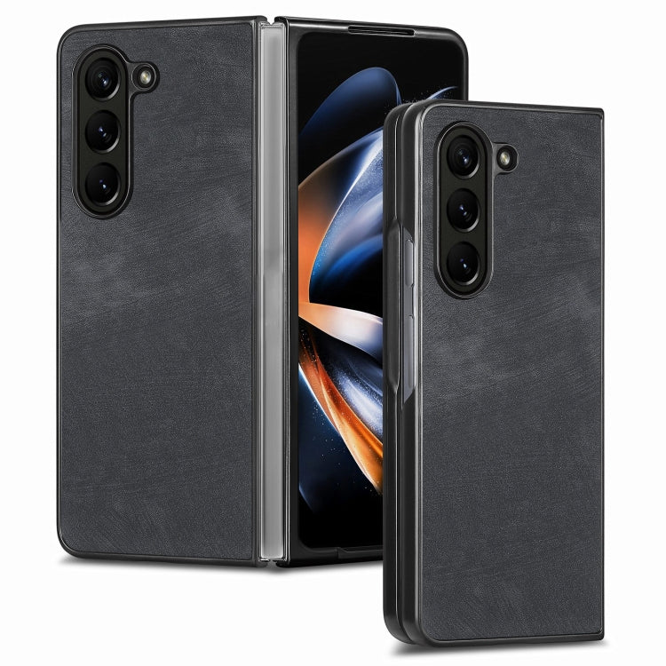 เคสโทรศัพท์ฝาหลัง PU สีทึบที่ให้ความรู้สึกสบายผิว, For Samsung Galaxy Z Fold5, For Samsung Galaxy Z Fold4