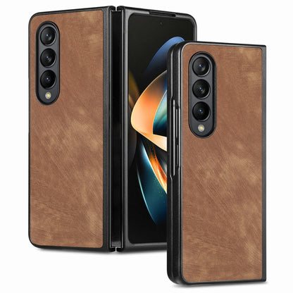 เคสโทรศัพท์ฝาหลัง PU สีทึบที่ให้ความรู้สึกสบายผิว, For Samsung Galaxy Z Fold5, For Samsung Galaxy Z Fold4
