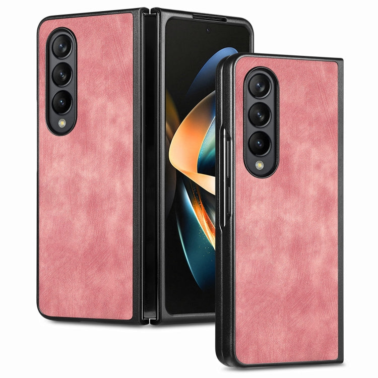 เคสโทรศัพท์ฝาหลัง PU สีทึบที่ให้ความรู้สึกสบายผิว, For Samsung Galaxy Z Fold5, For Samsung Galaxy Z Fold4