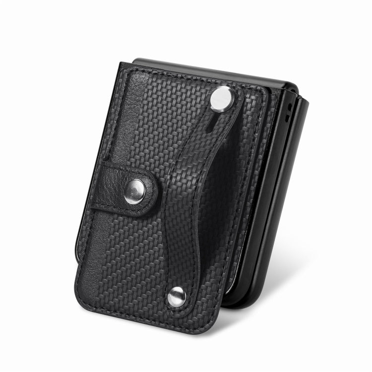 คาร์บอนไฟเบอร์สายรัดข้อมือกระเป๋าสตางค์กลับเคสโทรศัพท์, For Samsung Galaxy Z Flip5