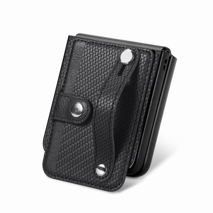 คาร์บอนไฟเบอร์สายรัดข้อมือกระเป๋าสตางค์กลับเคสโทรศัพท์, For Samsung Galaxy Z Flip5