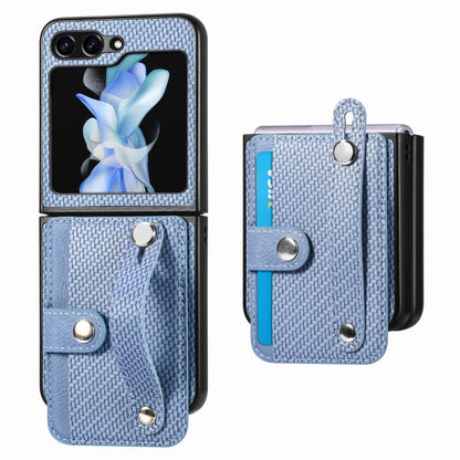 คาร์บอนไฟเบอร์สายรัดข้อมือกระเป๋าสตางค์กลับเคสโทรศัพท์, For Samsung Galaxy Z Flip5