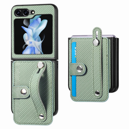 คาร์บอนไฟเบอร์สายรัดข้อมือกระเป๋าสตางค์กลับเคสโทรศัพท์, For Samsung Galaxy Z Flip5