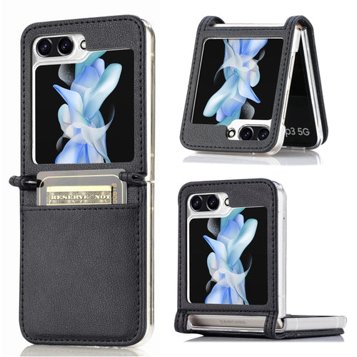 Litchi Texture PU Card Fold Back เคสโทรศัพท์, For Samsung Galaxy Z Flip5