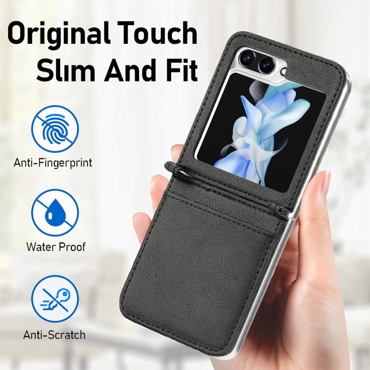 Litchi Texture PU Card Fold Back เคสโทรศัพท์, For Samsung Galaxy Z Flip5