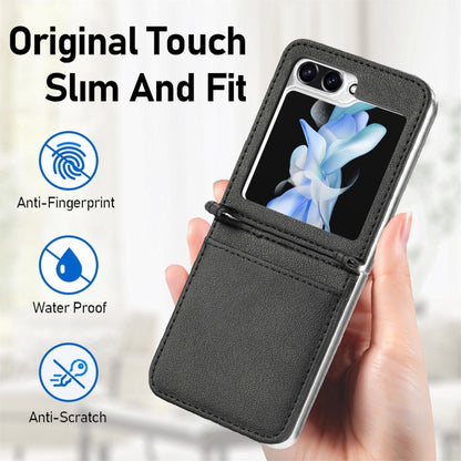 Litchi Texture PU Card Fold Back เคสโทรศัพท์, For Samsung Galaxy Z Flip5
