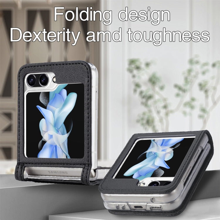 Litchi Texture PU Card Fold Back เคสโทรศัพท์, For Samsung Galaxy Z Flip5